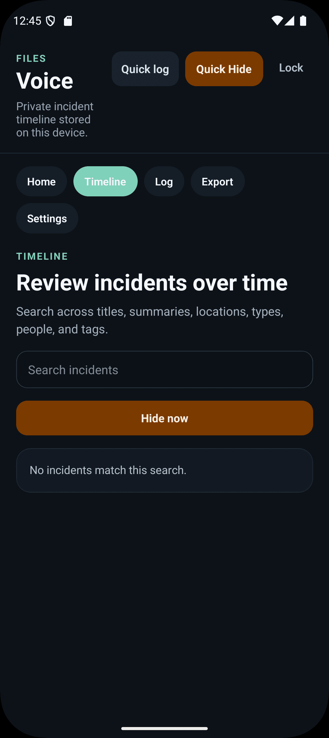 Voice timeline screen